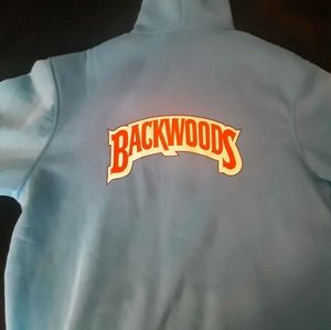 BACKWOODS HOODY! L /BABY BLUE/RED